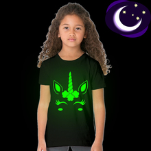 Детская светящаяся в темноте футболка с единорогом, светящаяся Детская летняя футболка, футболка для маленьких девочек, модель 49D2 49D3 2024 - купить недорого