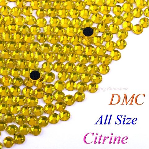 DMC Citrine SS6 SS10 SS16 SS20 SS30 Glass Crystals Hotfix Rhinestone Iron-on Rhinestones Shiny DIY Garment With Glue 2022 - купить недорого