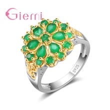 High Quality 925 Sterling Silver  Inlaid Green Crystal Ring Hot Sale Luxury Jewelry For Women Anniversary Emotion Gifts 2024 - buy cheap