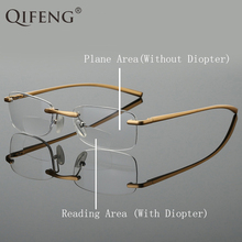 Бифокальные очки для чтения для мужчин и женщин без оправы пресбиопические очки мужские и женские очки + 1,0 + 1,5 + 2,0 + 2,5 + 3,0 + 3,5 + 4,0 QF264 2024 - купить недорого
