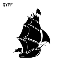 Qypf 11.7*15.9 cm mais legal navio veleiro mar oceano ondas decoração do carro adesivo de vinil gráfico silhueta C16-1126 2024 - compre barato