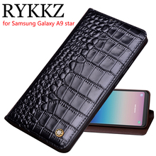 RYKKZ Genuine Leather Flip Case For Samsung Galaxy A9 Star Cover Magnetic Case For Samsung SM-G8850 Cases Leather Cover Phone 2024 - buy cheap