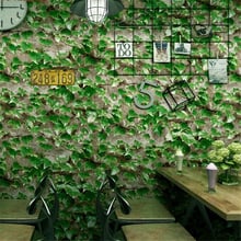 Beibehang papel de parede decoração restaurante lanche restaurante pequeno papel de parede retrô hera verde folha fundo 2024 - compre barato