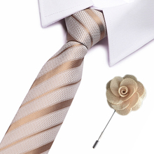 40Style Neck Tie Men Skinny necktie wedding ties Gold striped Silk  fashion Mens Business Bowtie Shirt Accessories free brooch 2024 - buy cheap