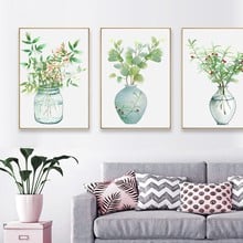 Póster de planta verde nórdica de paisaje de vida nocturna, lienzo de pared, pinturas artísticas Pop, decoración para el hogar de la sala de estar 2024 - compra barato