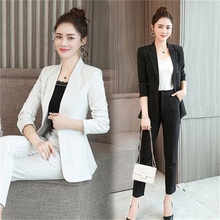 Blazer suit set for women stripe long sleeve pant suit office lady button temperament Shitsuke woman business suits female suits 2024 - buy cheap