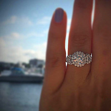 Роскошное кольцо на палец с белым кристаллом и фианитом, милые женские серебряные обручальные кольца обещания, обручальные кольца для женщин 2024 - купить недорого