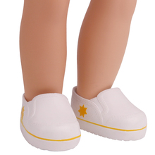 Sapatos de boneca de menina 18 polegadas, loafers brancos casuais americanos, sapato para recém-nascido, brinquedos para bebês adequados 43 cm, bonecas s242 2024 - compre barato