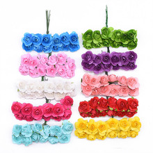 144Pcs 2cm Mini Flower Paper Rose Artificial Flowers Used For DIY Craft Wedding Birthday Party Decorative Wreath Crafts Supplies 2024 - buy cheap