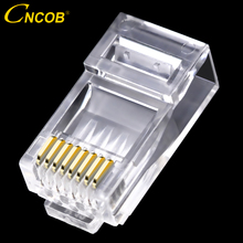 Cncob rj45 cat6 разъем 8P8C компьютерный Кабельный соединитель Модульный штекер 50u позолоченный чип гигабитная передача RJ45 8-контактный кристаллическая головка 2024 - купить недорого