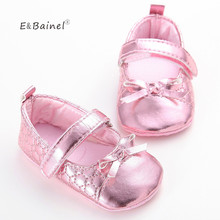 Sapatos de marca para bebês, mocassins de couro pu para meninas recém-nascidas de 0-18 meses, 3 cores, rosa, dourado, preto 2024 - compre barato