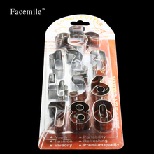 Facemile 10PCS/SET Number Shape Metal Cookie Chocolate Cutters Gift Bakeware Cookies Fondant Biscuit Mold 02041 2024 - buy cheap