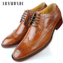 Genuine Leather Mens Derby Shoes Classic Oxfords Wedding Dress Shoes Business Formal Brogue Round Toe Carved US6.0-10 Plus Size 2024 - buy cheap