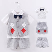 Baby Boys Clothing Set Casual Kids Gentleman Outfits Boy Summer Clothes Babe Tie T-shirt+Shorts+Vest Children's Clothes Sets 2024 - buy cheap