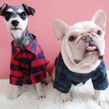 2018 рубашка в клетку с французским бульдогом осенняя одежда для маленьких собак Одежда для домашних животных Йоркширский костюм для мопса теплое пальто S-XXL 2024 - купить недорого