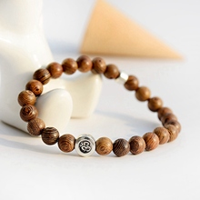 Ethnic 8mm Wood Beaded Bracelet Men Homme 2020 Handmade Silver Color OM Meditation Bracelets Women Prayer Jewelry Yoga Bracelet 2024 - buy cheap