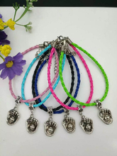 Pulsera de cuerda trenzada Multicolor para mujer, joyería tibetana de plata, colgante de pulsera de béisbol/SOFTBALL, regalo 022 2024 - compra barato