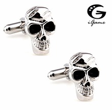 iGame Skeleton Cuff Links Silver Color Vintage Skull Design Free Shipping 2023 - buy cheap