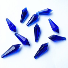 100pcs 36mm Blue U-icicle Drops Crystal Chandelier Lamp Lighting Prisms (Free Rings) Wedding Accessories Cake Topper Decoration 2024 - buy cheap