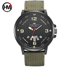 Hannah martin relógio masculino de marca de luxo, relógio esportivo militar de quartzo, à prova d'água, pulseira de couro, relógio com calendário 2024 - compre barato