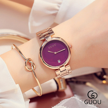 Роскошные розовое золото для женщин часы с датой модные нержавеющая сталь Часы Montre Femme простые женские браслет Баян коль Saati 2024 - купить недорого