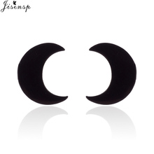 Jisensp Trendy Style Stainless Steel Black Earrings Lovely Crescent Stud Earrings for Women Geometrical Moon Earrings Jewelry 2024 - buy cheap