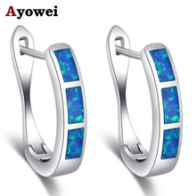 Aiyowei Hot Sell Cilp earrings for women wholesale and retail blue fire opal silver stamped fashion jewelry OE744A 2024 - buy cheap