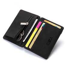 New Fashion Mini Men's Magic Wallet With Zipper Coin Pocket Nubuck Leather Money Clip Credit Card Purse Cash Holder For Women 2024 - buy cheap