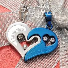 "I love you" Stainless Steel Assembled Heart Couple Necklaces Pendant Korean Jewelry Fashion 2015, Wholesale,2018 WP299 2024 - buy cheap