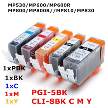 Cartucho de tinta compatível com 5 tintas, pgi 5 cli 8 5 cores para canon pixma mp530 mp600 mp600r mp800 mp800r mp810 mp2009 impressora de tinta completa 2024 - compre barato