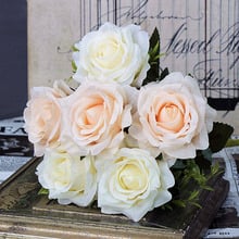 YO CHO 6 Heads/Bouquet Roses Artificial Flower Centerpieces Silk Roses Peonies Fake Flowers White Wedding Home Party Decoration 2024 - buy cheap