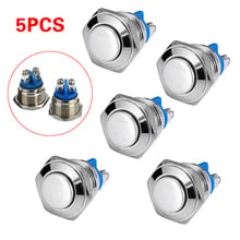 5pcs 16mm Metal Waterproof Push Button 3A/250V Momentary Horn Switch Auto Reset Silver Round Shape 2024 - buy cheap