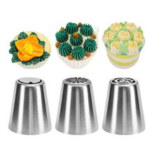 4YANG 3Pcs Rose Flowers Cake Russian Decorating Spout Tools Icing Piping Nozzles Mould Tip Stencils Baking Bakeware Pastry Tools 2024 - buy cheap