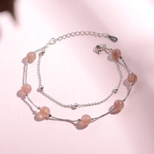 New Arrival Beautiful 925 Sterling Silver Jewelry Female Double Natural Crystal Strawberry Simple Fresh Bracelets   SB99 2024 - buy cheap