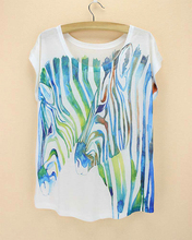 New 2015 summer women t-shirts fashion zebra print tops for women's short-sleeved casual tees women novelty pattern T shirt 2024 - buy cheap