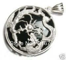 Wholesale free shipping******Black stone silver dragon phoenix pendant necklace 2024 - buy cheap