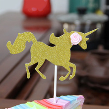 2pcs New Gold Unicorn Cupcake Topper Silver Paper Wedding Cake Topper For Birthday Unicorn Party Cake Decorations Baby Shower 2024 - buy cheap