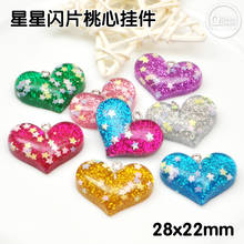 20pcs resin glitter heart necklace charms very cute keychain pendant  necklace pendant for DIY decoration 2024 - buy cheap