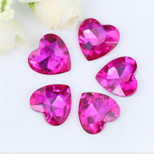 Various Size Hot Pink Color Heart Shape Hand Craft Pointback Rhinestones Glass DIY Crystal Rhinestone Garment Dress Decoration 2024 - buy cheap