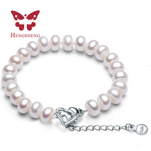 Pink Purple White Natural Freshwater Pearl Chain & Link Bracelets For Women Fashion Jewelry Heart Clasp 2024 - compra barato