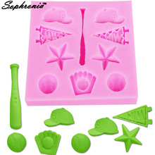 10 PÇS/SET F1143 Série Do Esporte Baseball Softball Chapéus de Golfe Molde de Silicone Fondant Ferramentas de Decoração Do Bolo Baking Molde de Argila Doces 2024 - compre barato