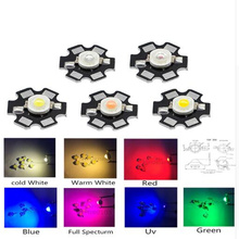 10 pces 1 w 3 w de alta potência led espectro completo branco quente verde azul vermelho profundo 660nm azul real com 20mm preto estrela pcb
