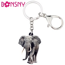 Bonsny  Acrylic African Jungle Elephant Key Chains Keychain Rings Jewelry For Women Girls Ladies Handbag Car Charms Accessories 2024 - buy cheap