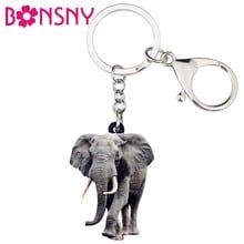 Bonsny  Acrylic African Jungle Elephant Key Chains Keychain Rings Jewelry For Women Girls Ladies Handbag Car Charms Accessories 2024 - buy cheap