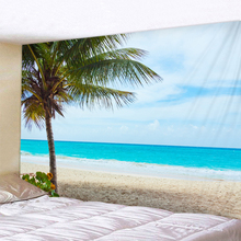 Tapiz con estampado de paisaje de playa y cielo azul, tapiz colgante de pared Hippie, barato, decoración artística de Mandala 2024 - compra barato