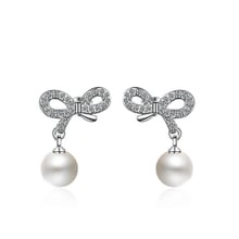 Pendientes KOFSAC de plata de moda 925 para mujer, joyería de fiesta de aniversario, regalos de pendientes de perlas con lazo de circón bonito Simple 2024 - compra barato