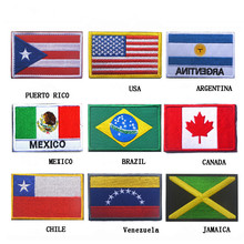 The American national flag of Chile Puerto Rico Jamaica Canada Venezuela Mexico Argentina flag badges armband embroidery Patches 2024 - buy cheap