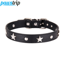 pawstrip 6 Colors Star Studded Dog Collar Leather Puppy Neck Strap Cat Collar Adjustable Pet Collars For Small Dogs S/M/L 2024 - buy cheap