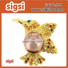 gold bird brooch jewelry crystal rhinestone animal brooch with beads 2024 - buy cheap