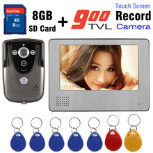 7 Inch Recording Monitor Wired Video Intercom Door Phone Doorbell System 900TVL HD Camera 5pcs RFID Card 8GB Card recorder video 2024 - buy cheap